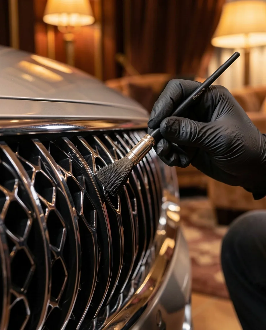 Précision manuelle lors d'un soin de carrosserie chez Mavenoora