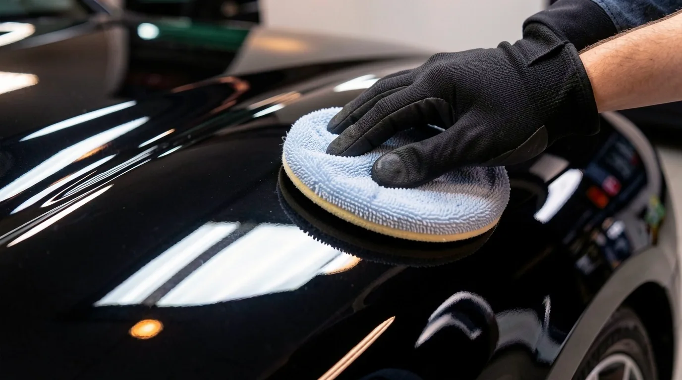 Technicien Mavenoora effectuant un polissage de précision sur carrosserie de prestige